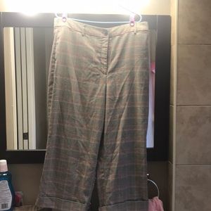 Wide-leg houndstooth dress pants